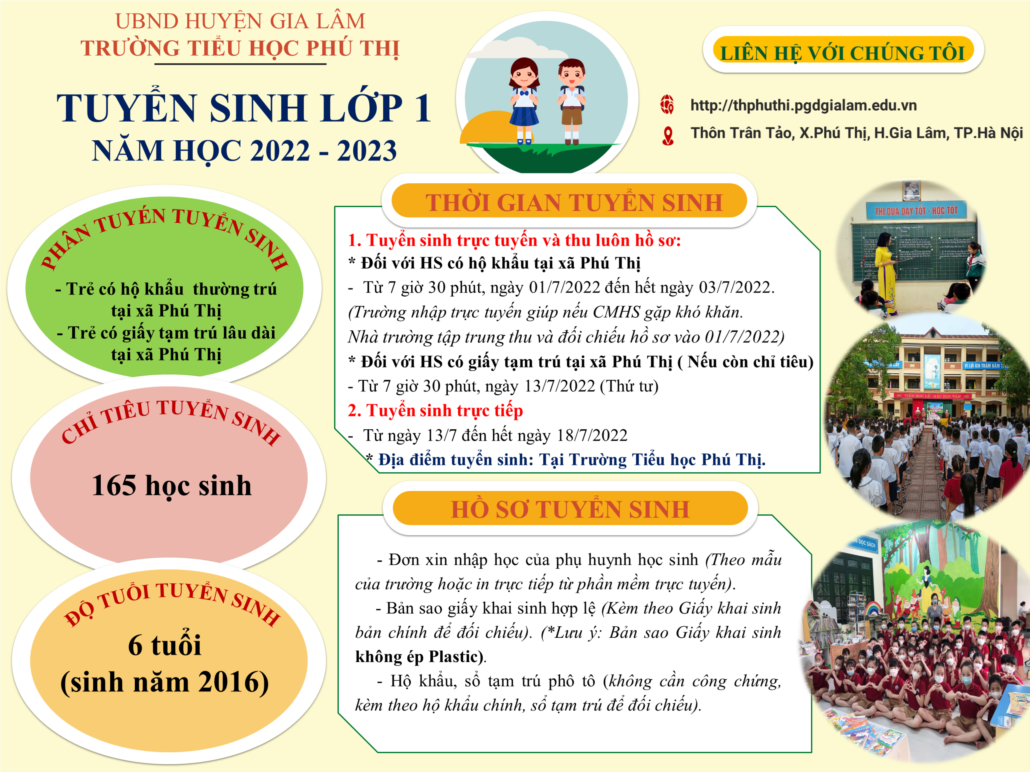 Thông báo tuyển sinh lớp 1 năm học 2022-2023